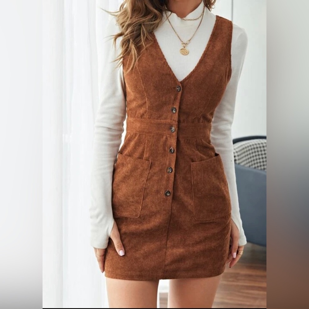 Priv Single Breasted Patch Pocket Cord Overall Dr… - image 1